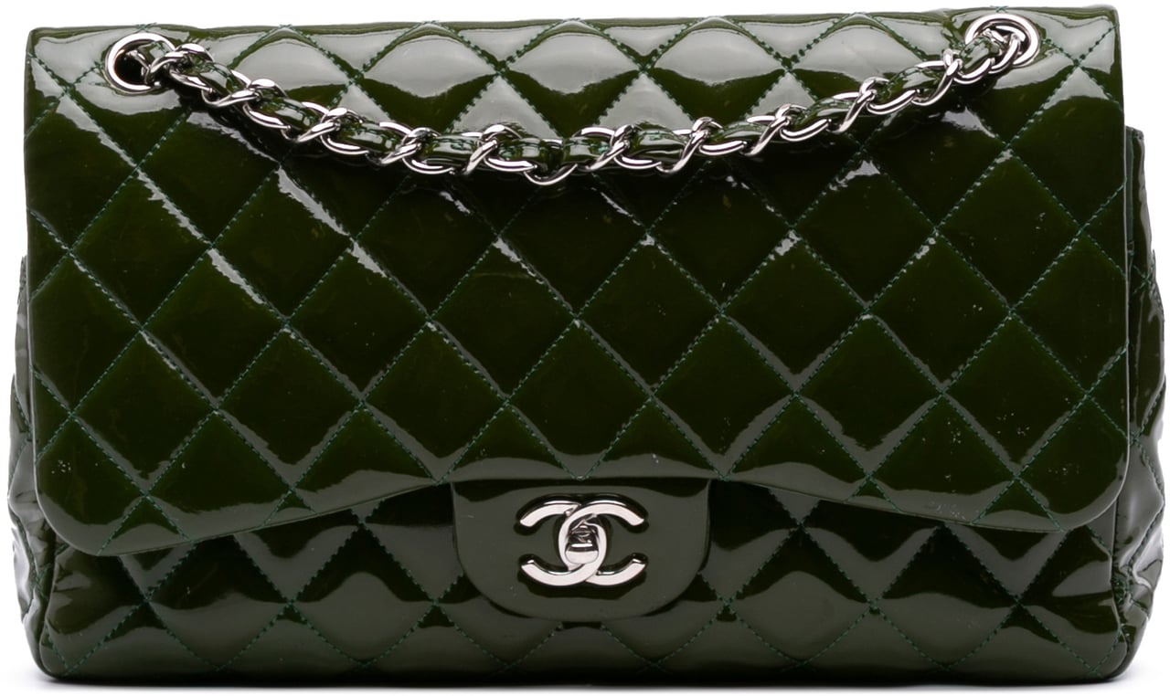 Chanel Jumbo Classic Patent Double Flap Groen