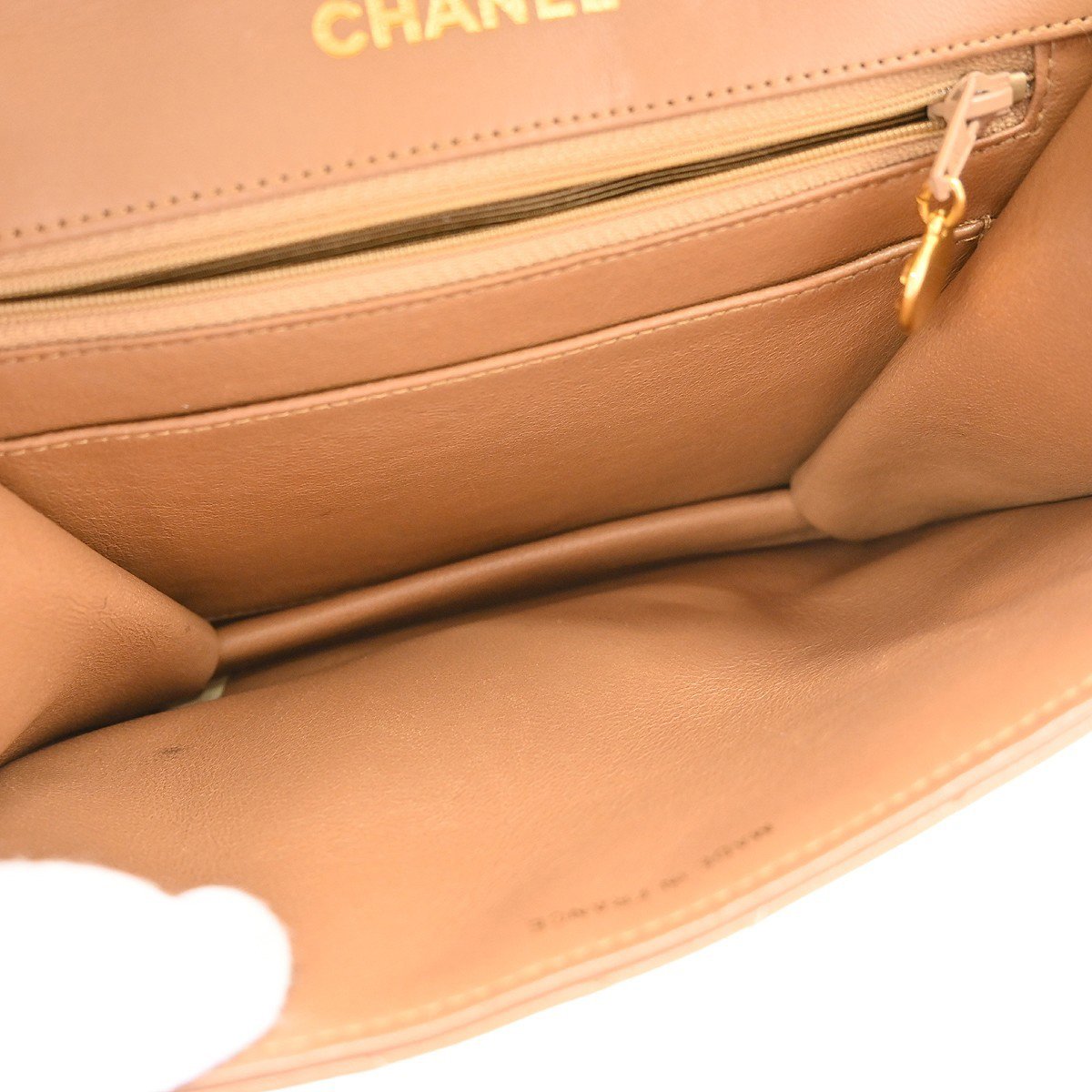 Chanel Vintage Push Lock Flap Chevron Lambskin Small Bruin