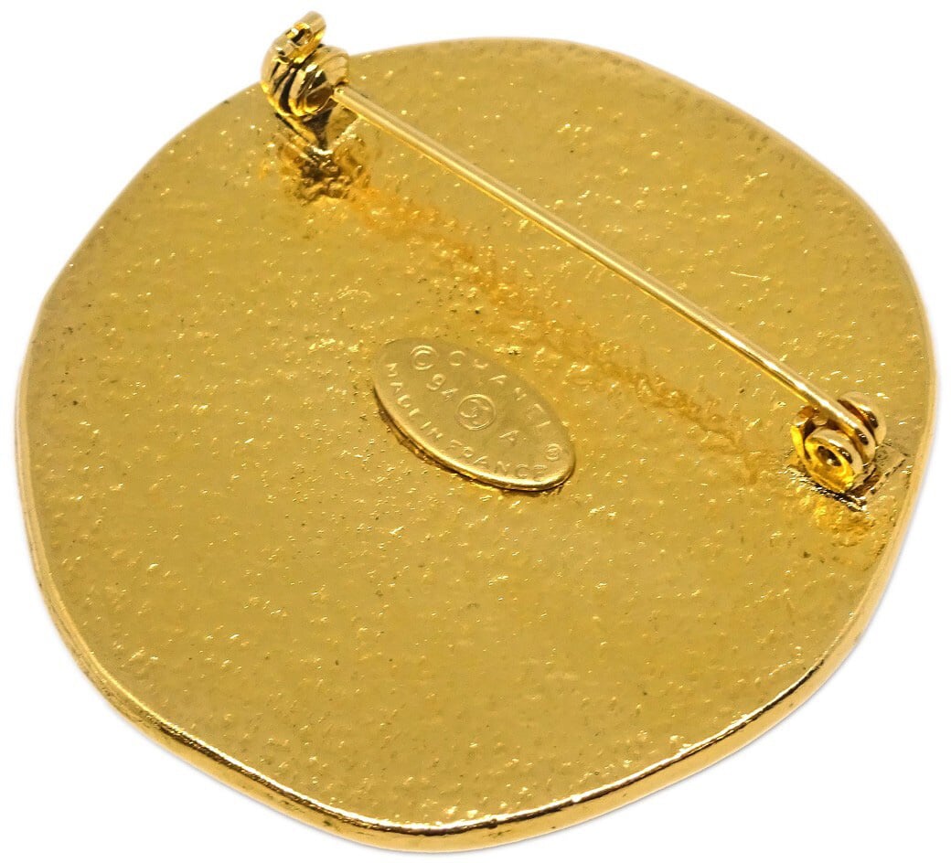 Chanel Vintage Round CC Sun Metal Goud