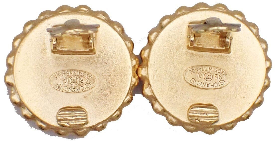Chanel CC Round Earrings Metal Zwart