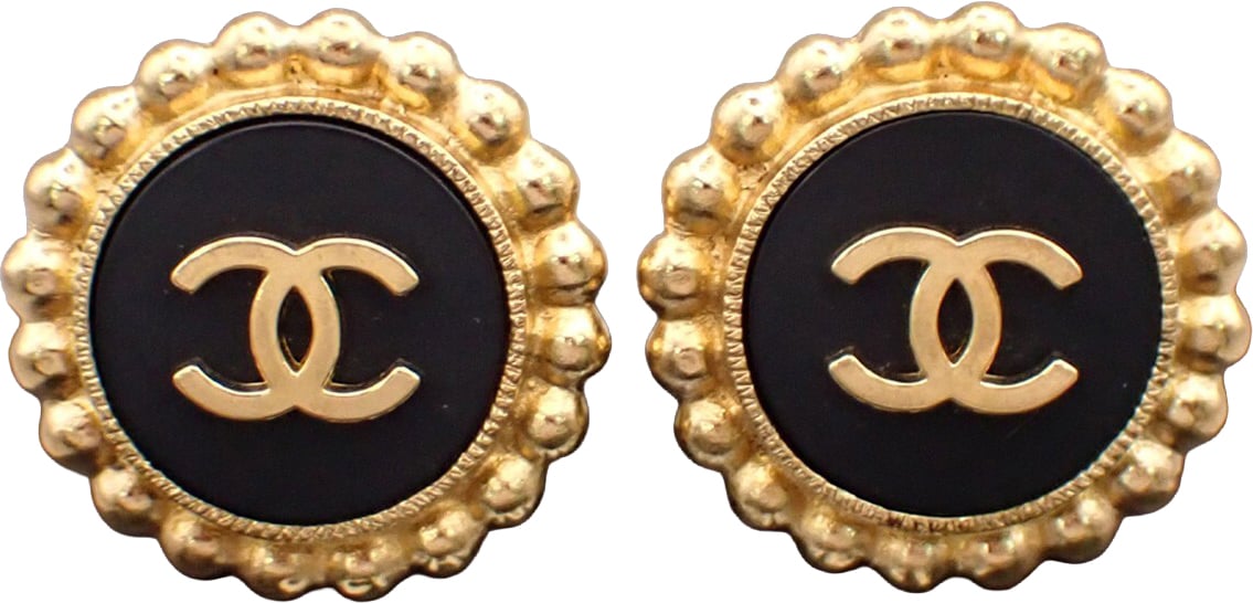 Chanel CC Round Earrings Metal Zwart