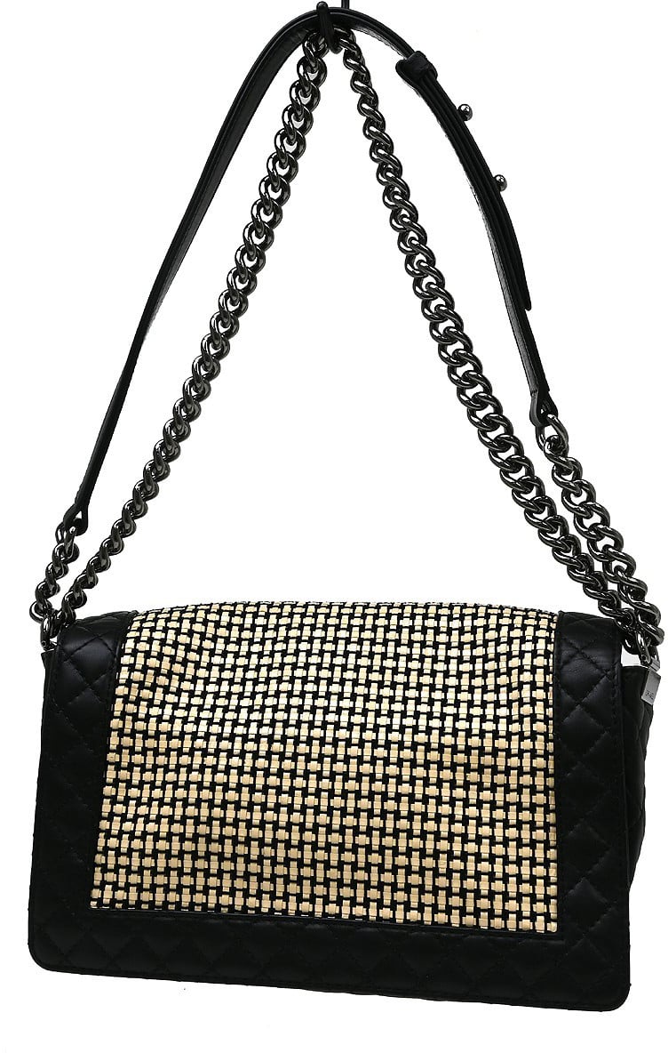 Chanel Reverso Boy Flap Woven Calfskin Old Medium Zwart