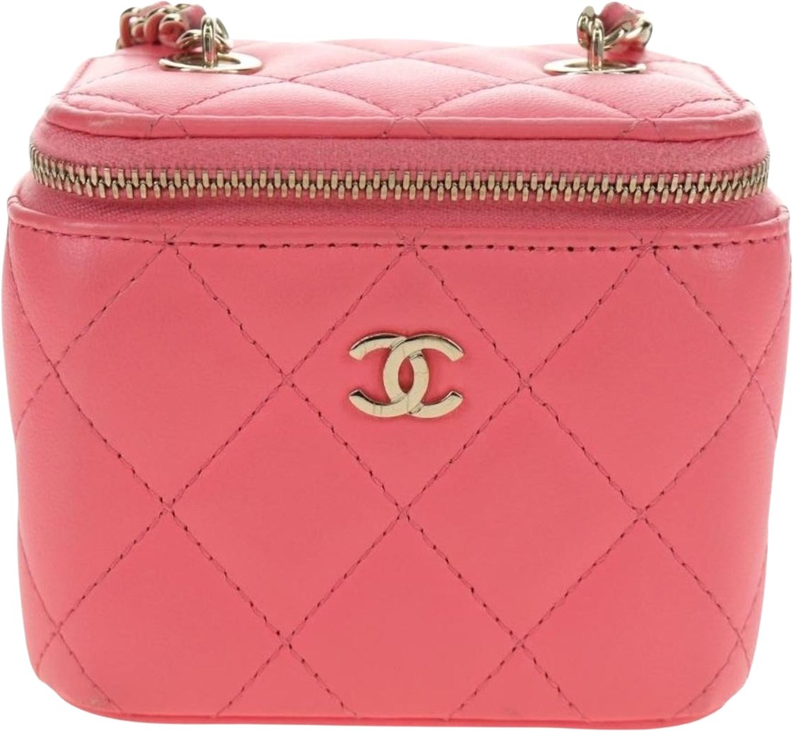 Chanel Classic Vanity Case with Chain Quilted Lambskin Mini Roze