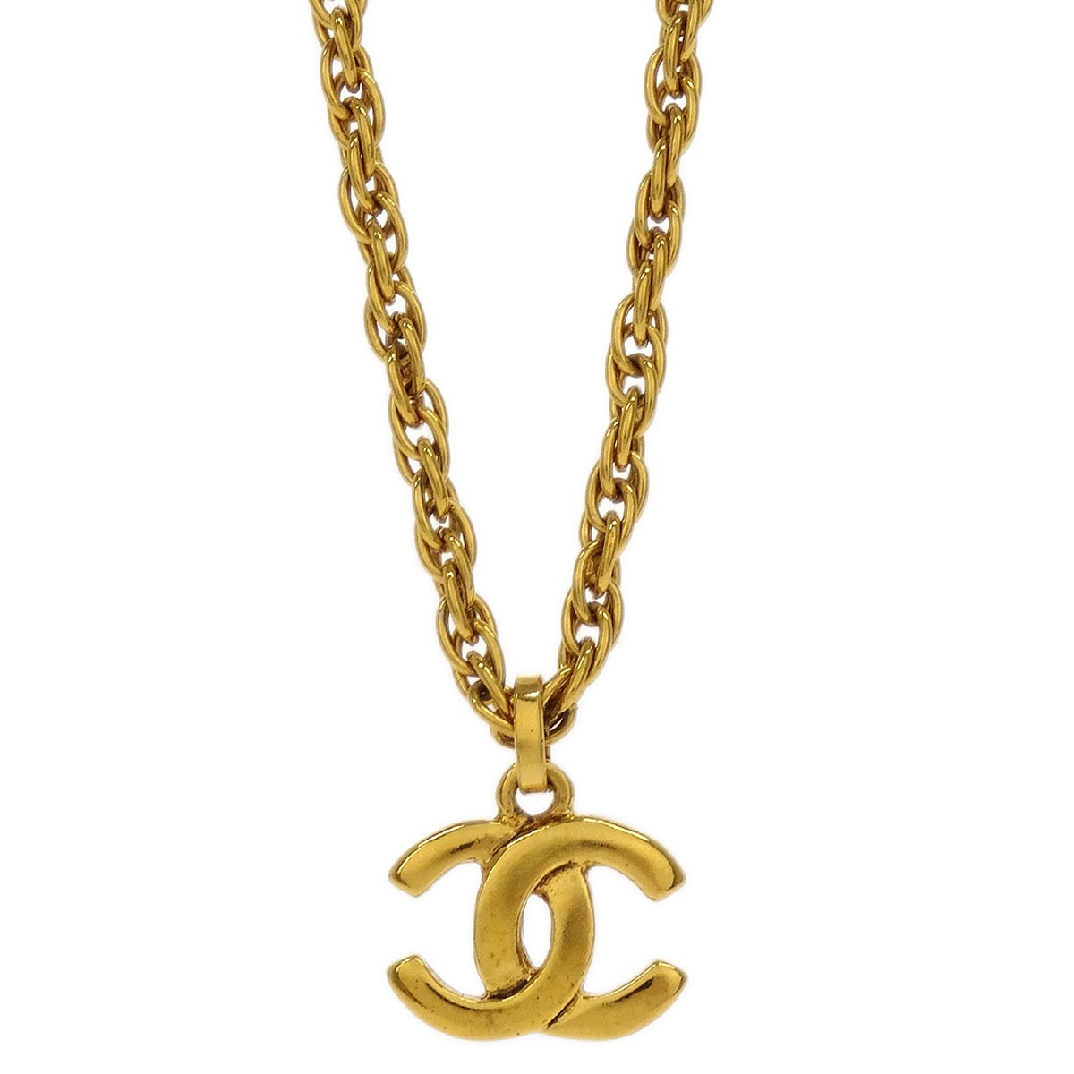 Chanel Chanel Vintage CC Pendant Necklace Metal Goud