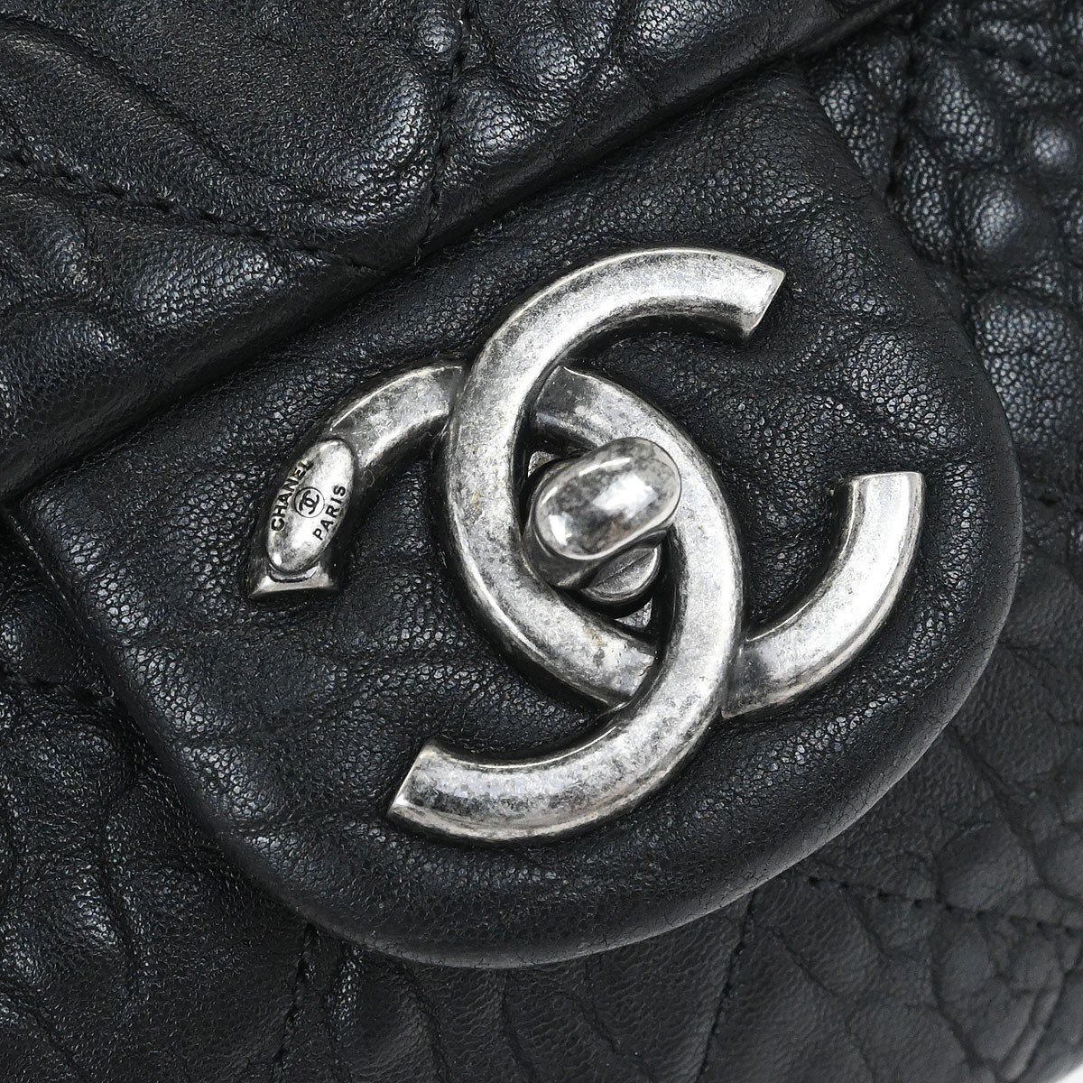 Chanel Chanel Chanel Matelassé Cuir Noir Black leather large Zwart