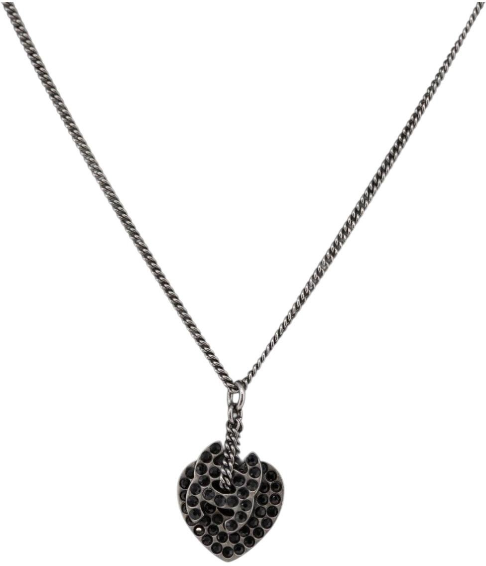 Chanel Coco Long Metal with Faux Pearls and Crystals Zwart