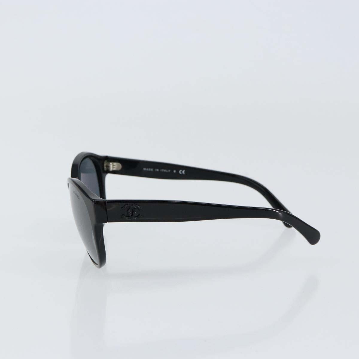 Chanel CHANEL Logo Sunglasses Eye Wear Plastic Zwart