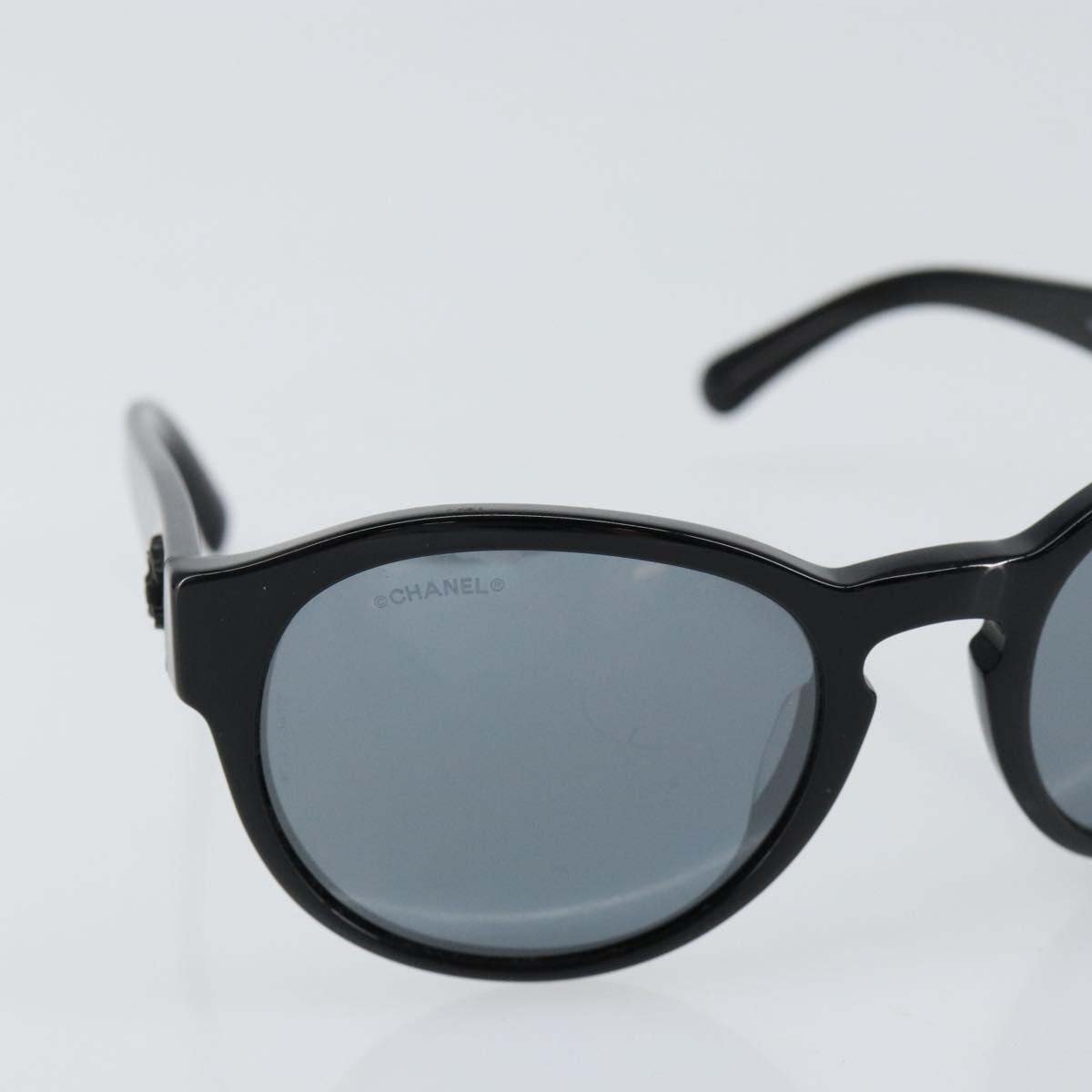 Chanel CHANEL Logo Sunglasses Eye Wear Plastic Zwart