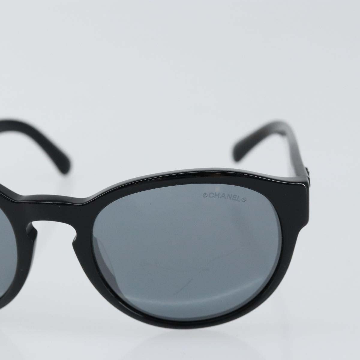 Chanel CHANEL Logo Sunglasses Eye Wear Plastic Zwart