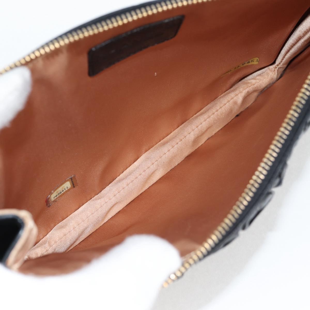 Chanel Chanel CC Chain Fringe Wristlet Clutch Quilted Leather Zwart