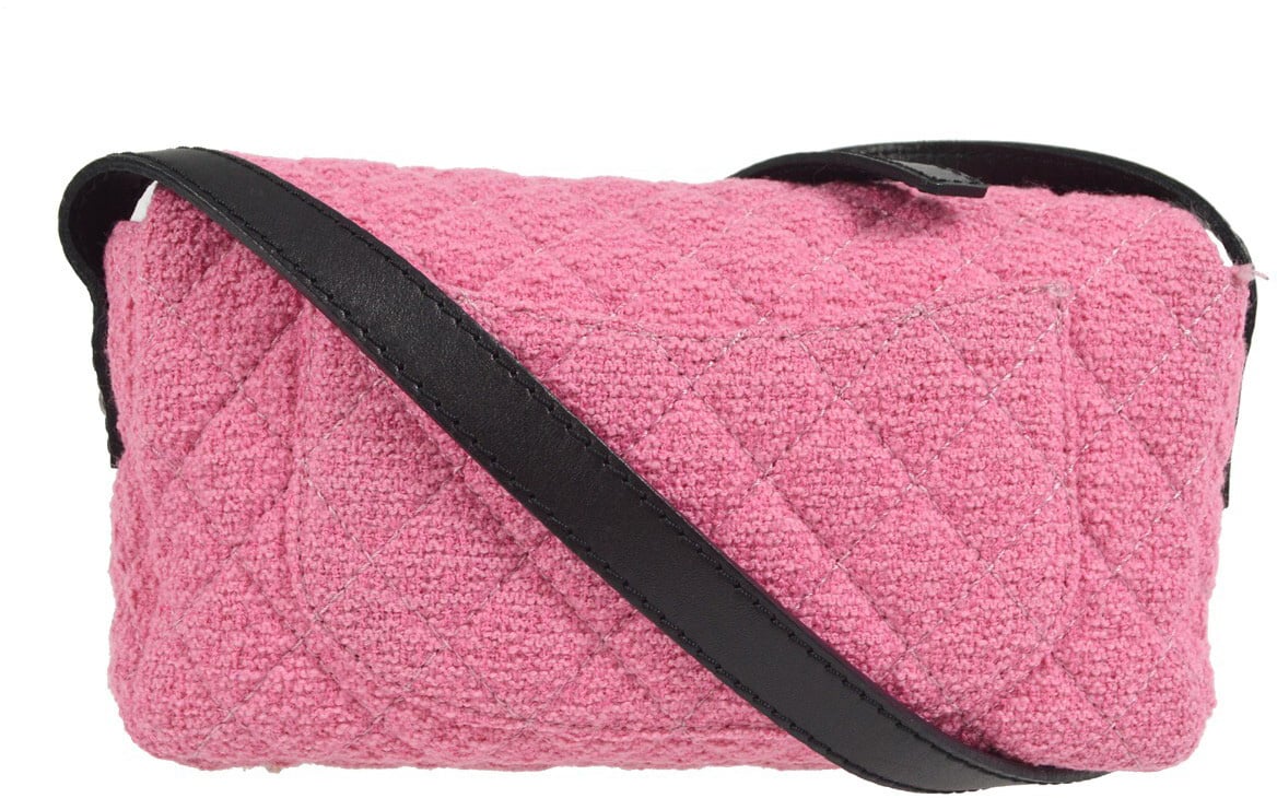 Chanel Chanel Easy Reissue Messenger Flap Bag Quilted Tweed Medium Roze