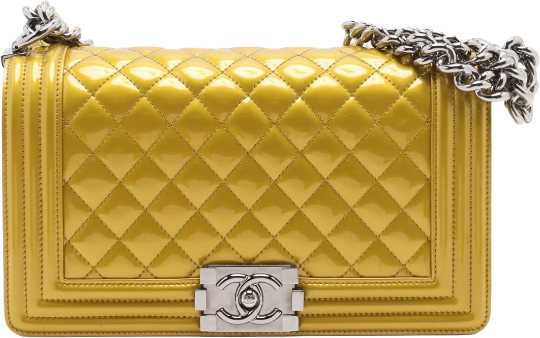 Chanel Boy Flap Patent Leather Old medium (25) Goud