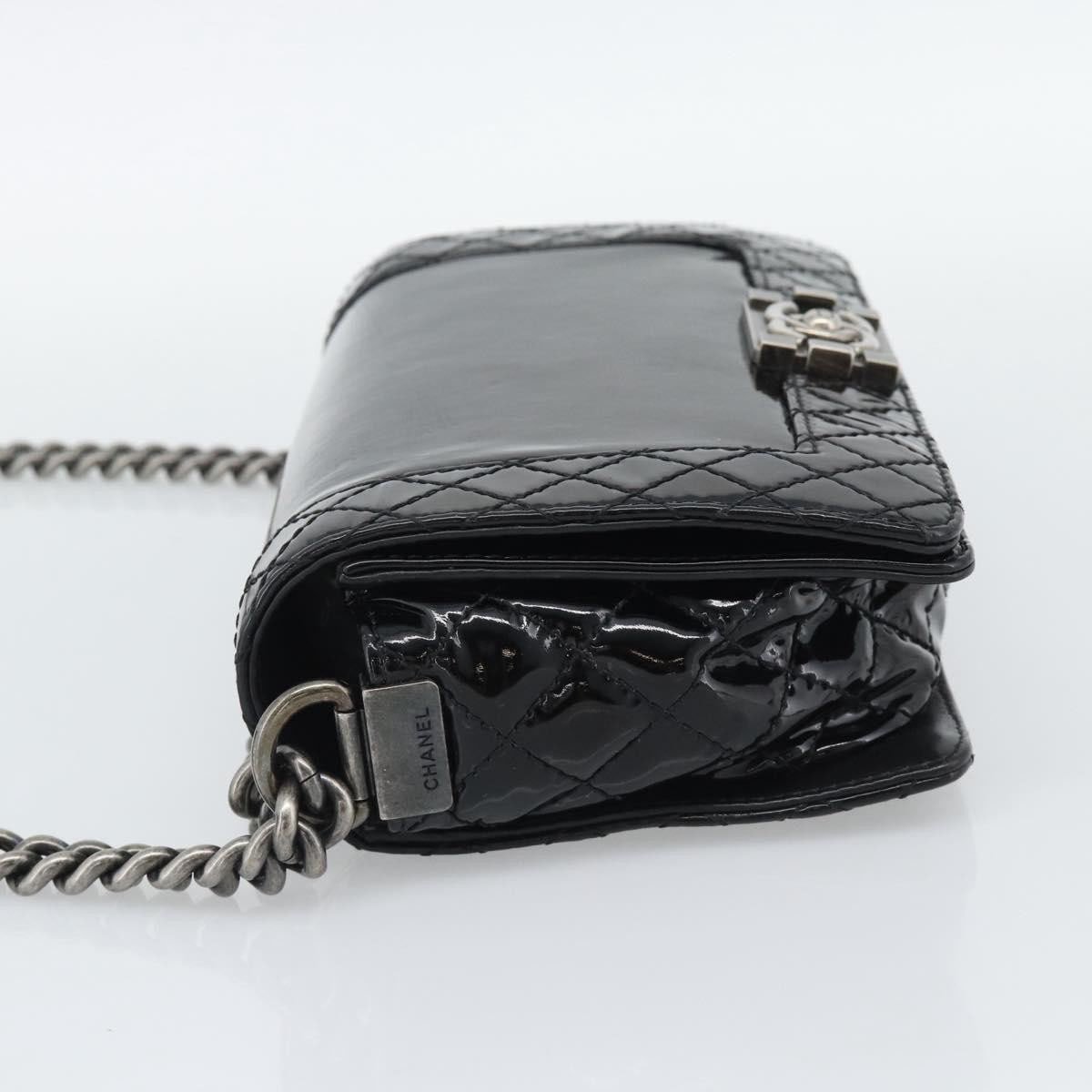 Chanel Boy Flap Patent Leather Old medium (25) Zwart