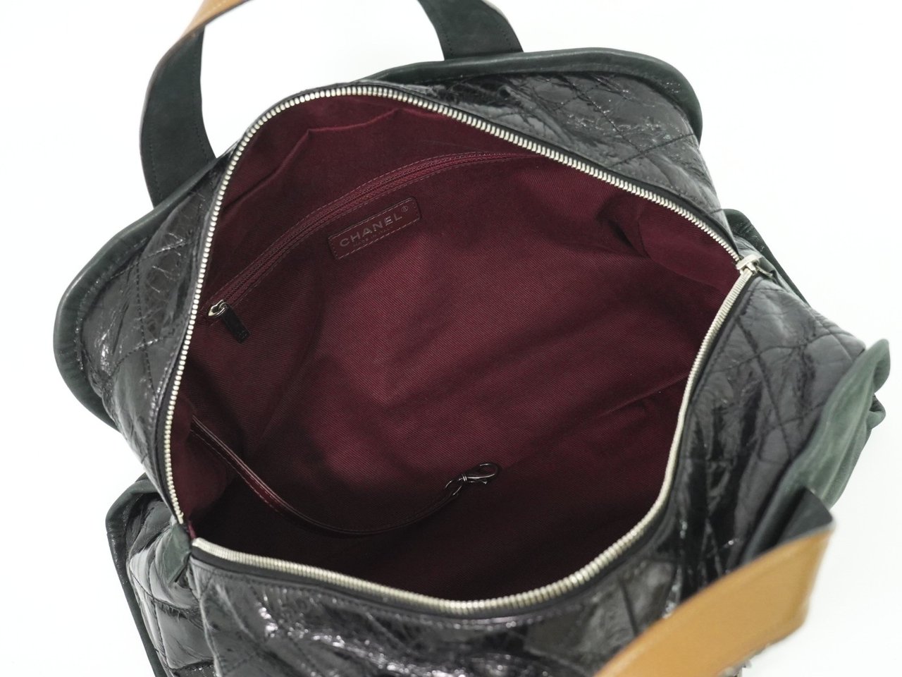 Chanel Chanel In the Mix Timeless Bowler Bag Iridescent Calfskin and Quilted Glazed Calfskin Large Zwart