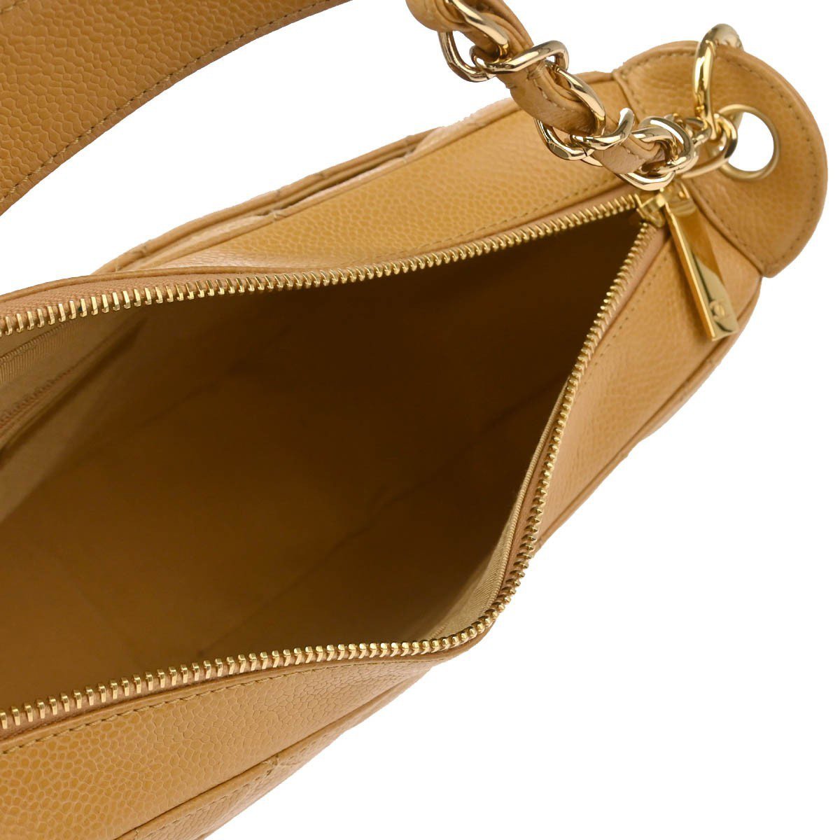 Chanel Chanel Timeless CC Chain Shoulder Bag Quilted Caviar Medium Beige