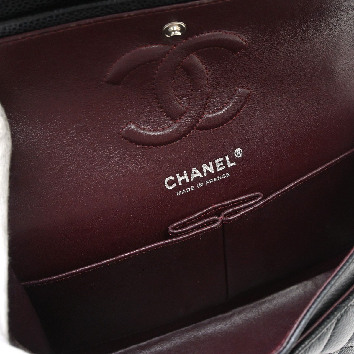 Chanel Vintage Classic Double Flap Bag Quilted Caviar Small Zwart