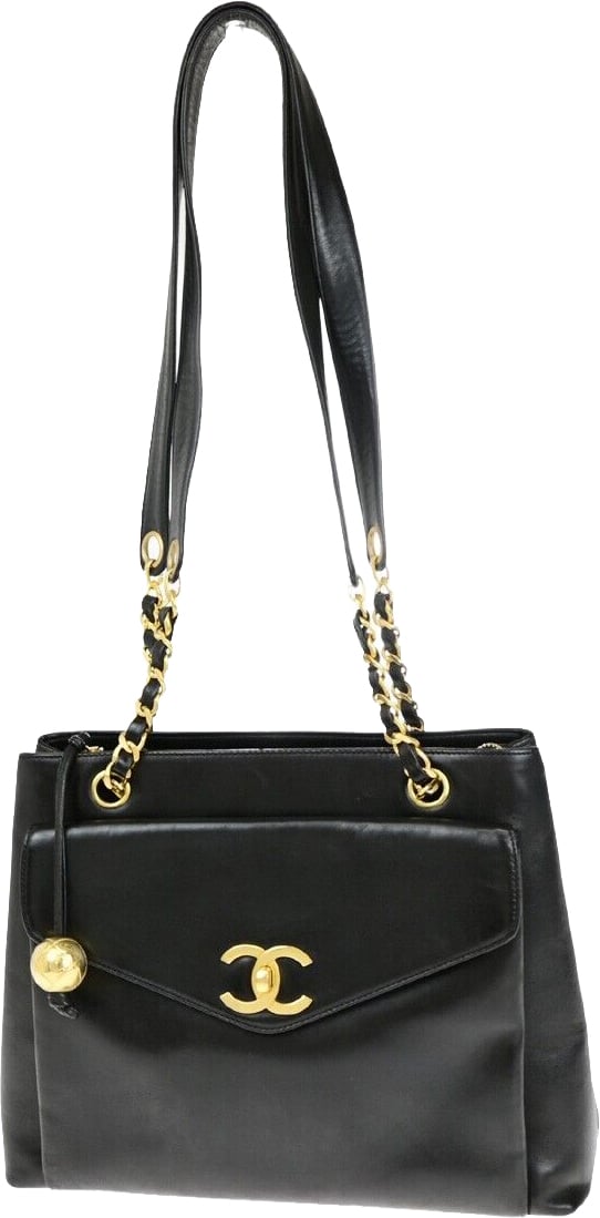 Chanel Chanel Timeless CC Pocket Chain Tote Stitched Calfskin Large Zwart