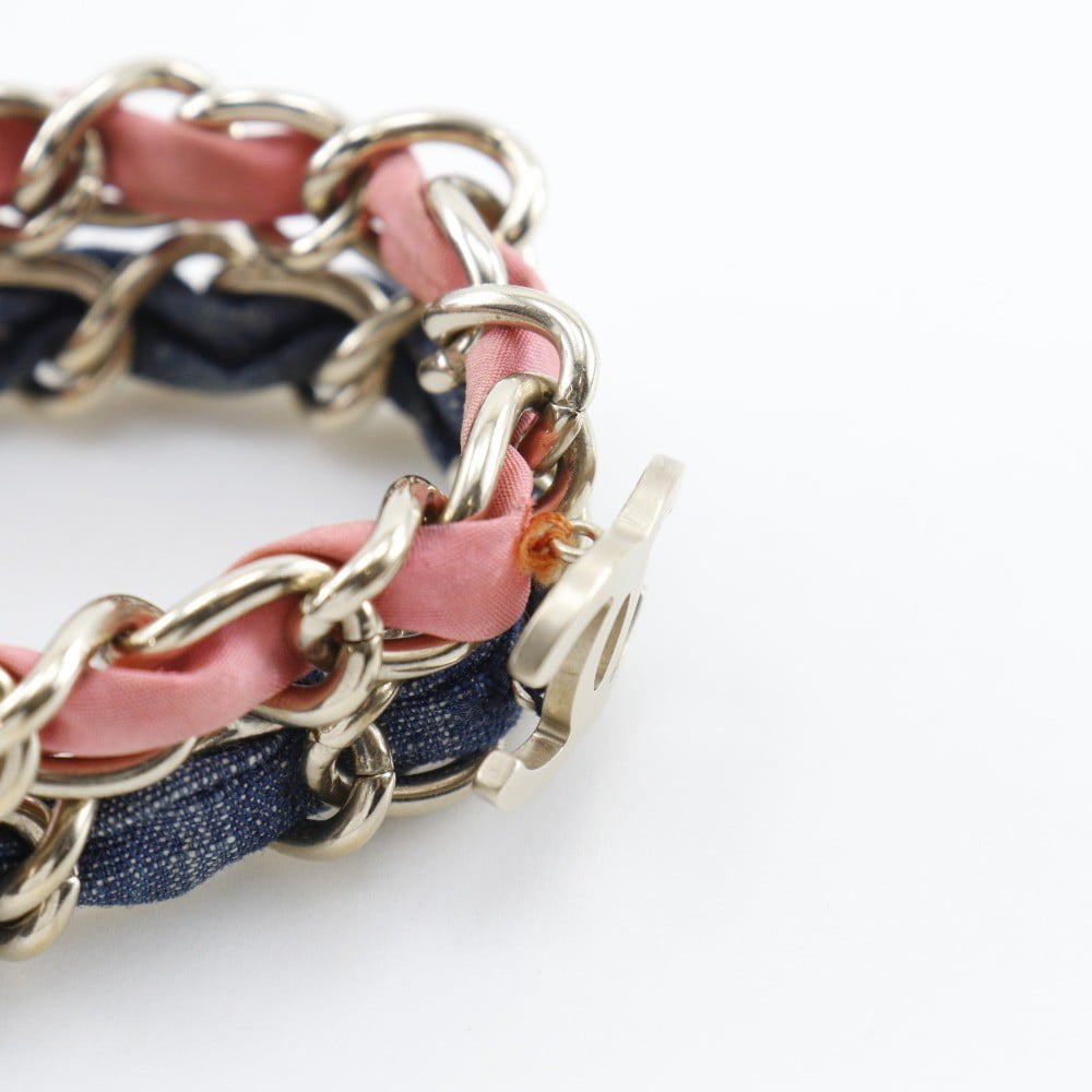 Chanel Chanel Coco mark chain 2 bracelet Metal and denim Divers