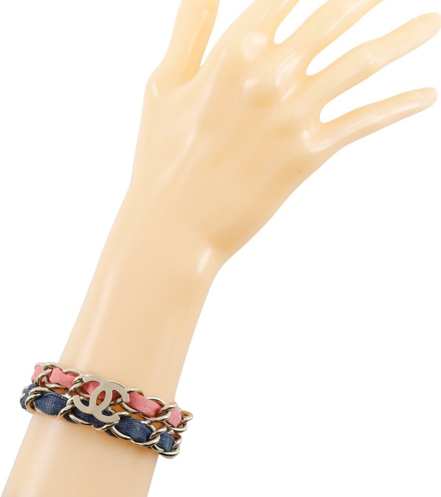 Chanel Chanel Coco mark chain 2 bracelet Metal and denim Divers