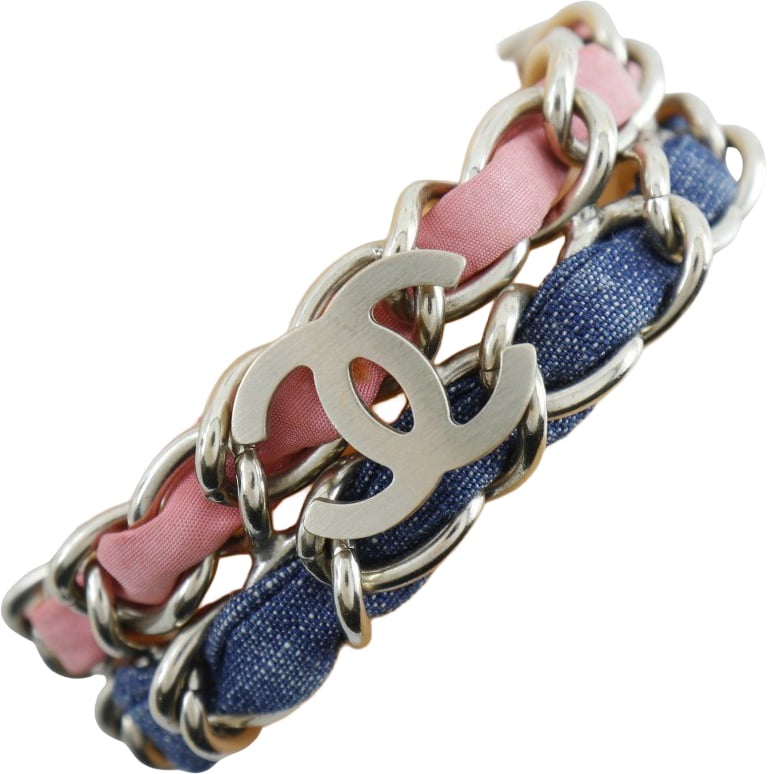 Chanel Chanel Coco mark chain 2 bracelet Metal and denim Divers