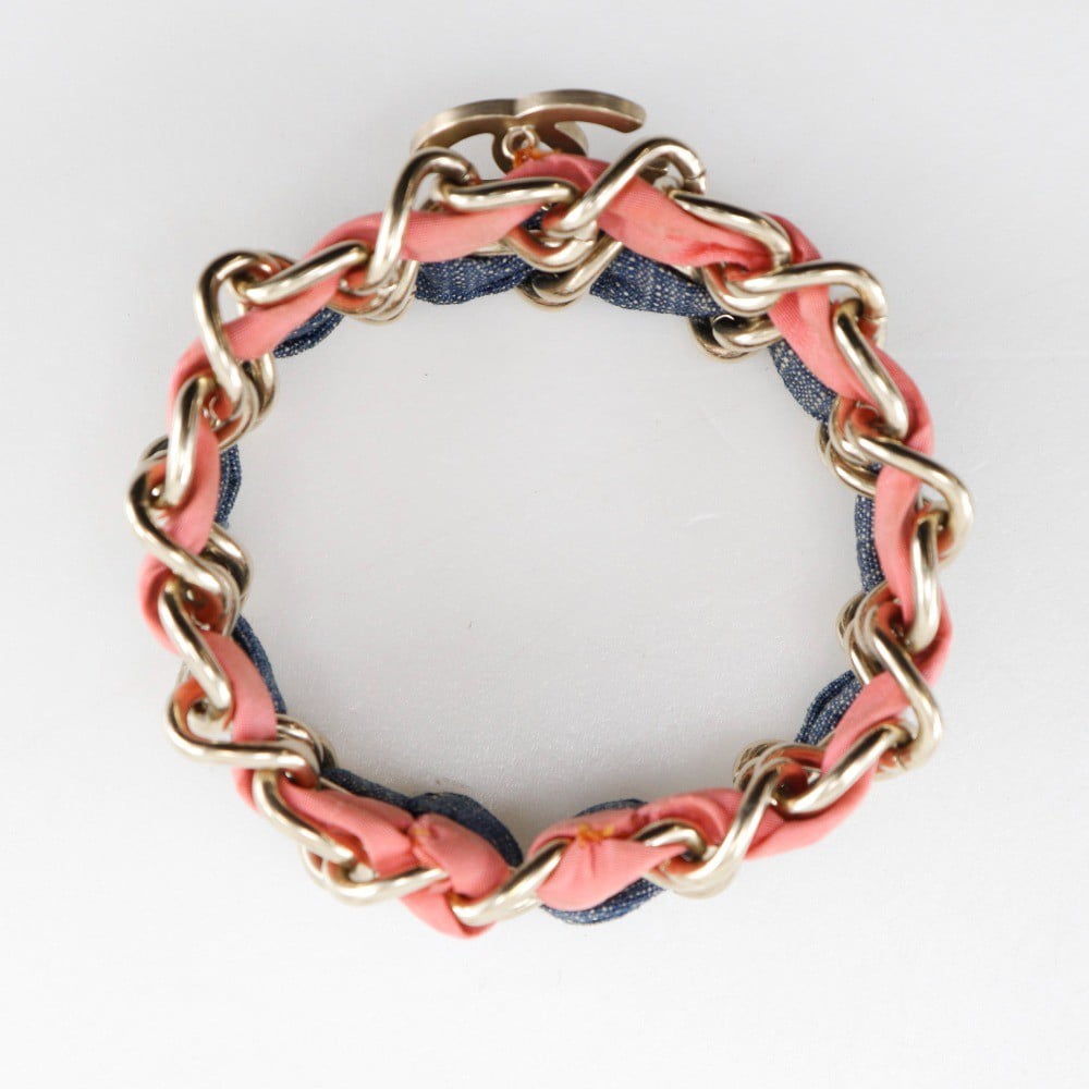Chanel Chanel Coco mark chain 2 bracelet Metal and denim Divers