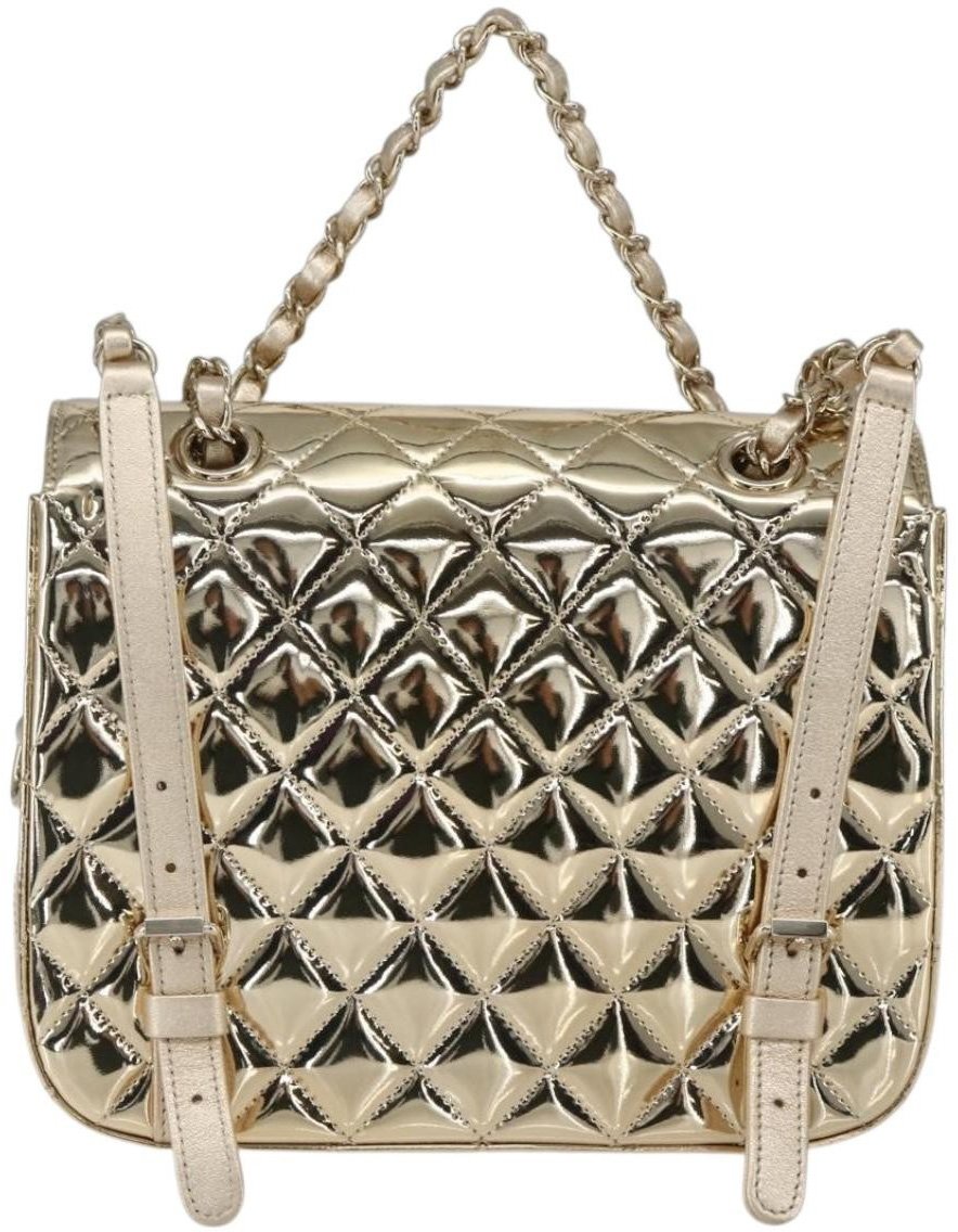 Chanel Hollywood Boulevard Backpack with Star Coin Purse Quilted Metallic Leather Goud