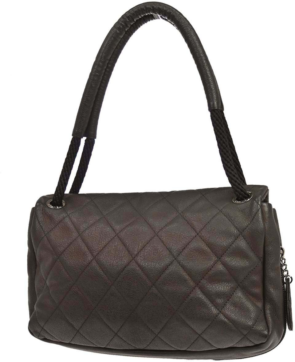 Chanel Coco Casual Flap Quilted Caviar Medium Bruin