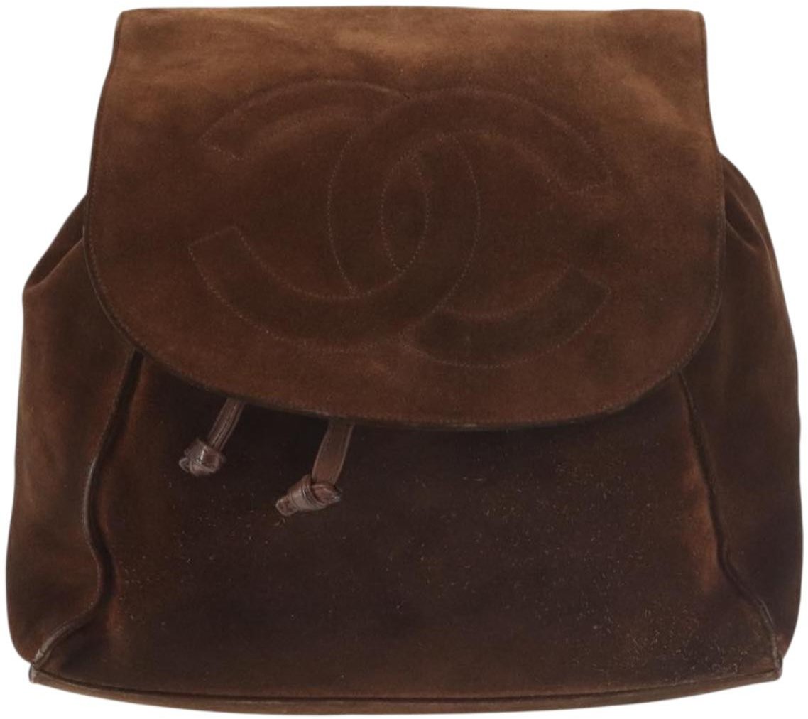Chanel Chanel Vintage CC Flap Backpack Suede Medium Bruin