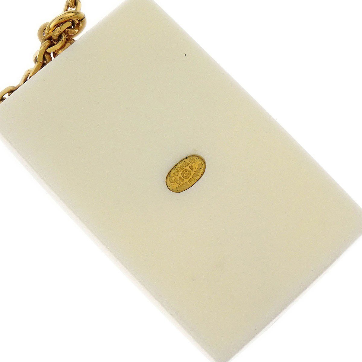 Chanel Chanel Vintage CC Rectangular Pendant Necklace Metal and Resin Goud