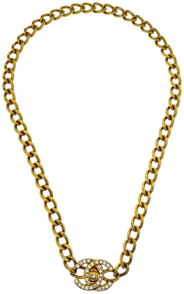 Chanel Chanel Vintage Turnlock Reissue Chain Necklace Metal Goud