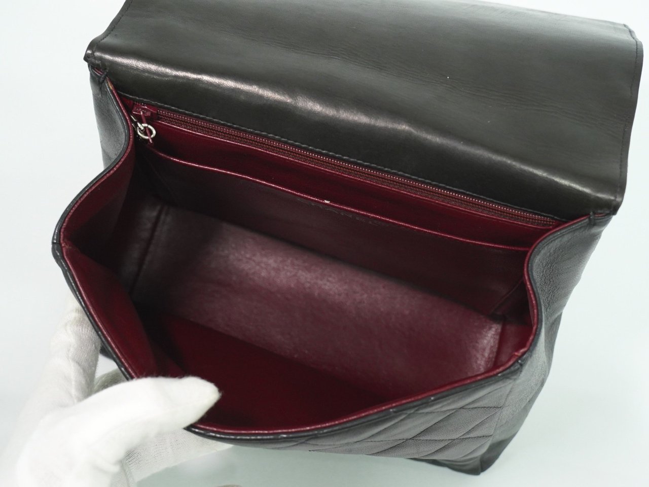 Chanel Chanel Vintage ID Bracelet Flap Bag Quilted Lambskin Medium Zwart