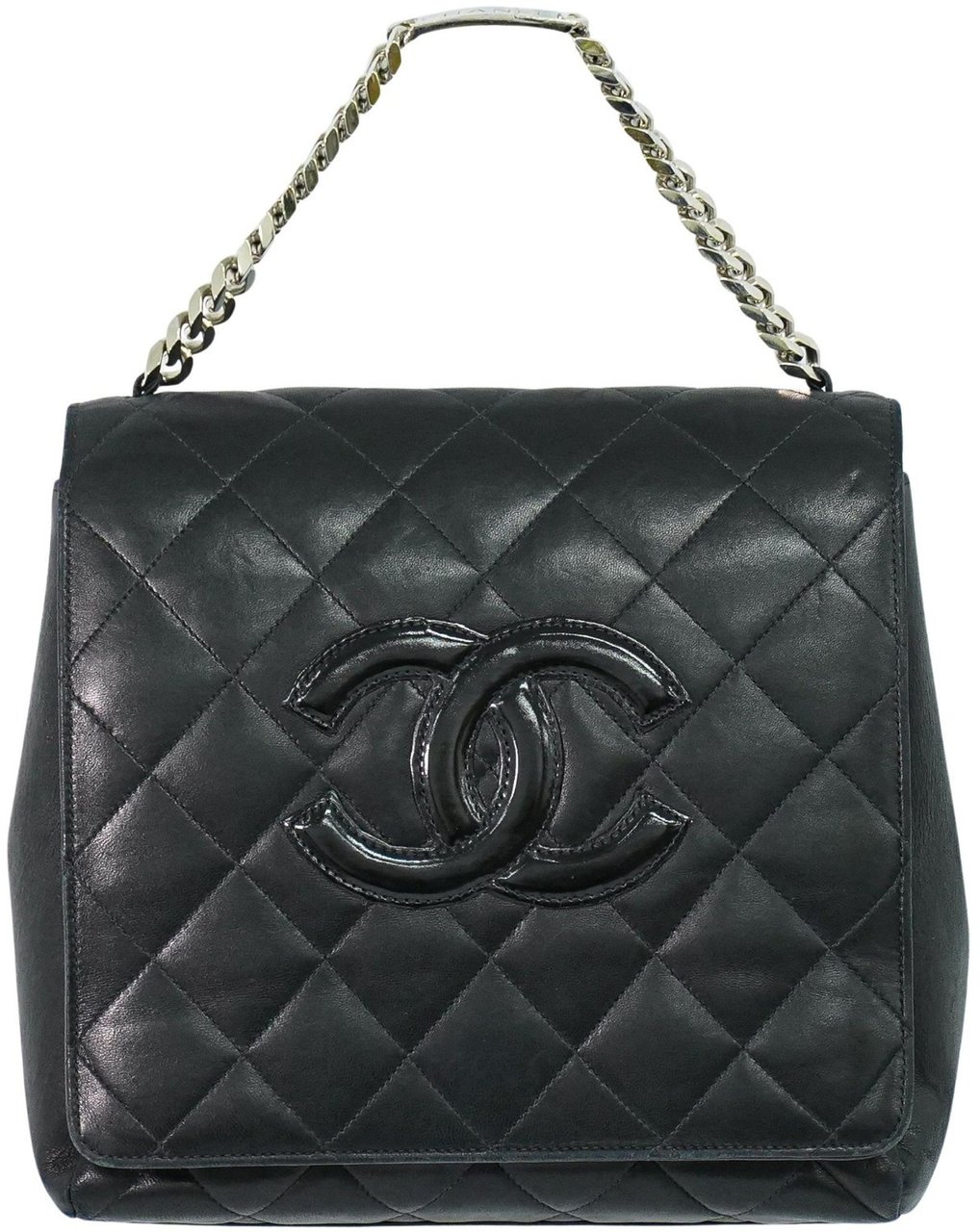 Chanel Chanel Vintage ID Bracelet Flap Bag Quilted Lambskin Medium Zwart