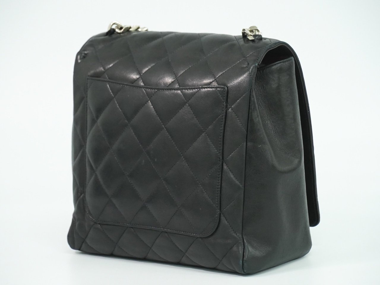 Chanel Chanel Vintage ID Bracelet Flap Bag Quilted Lambskin Medium Zwart