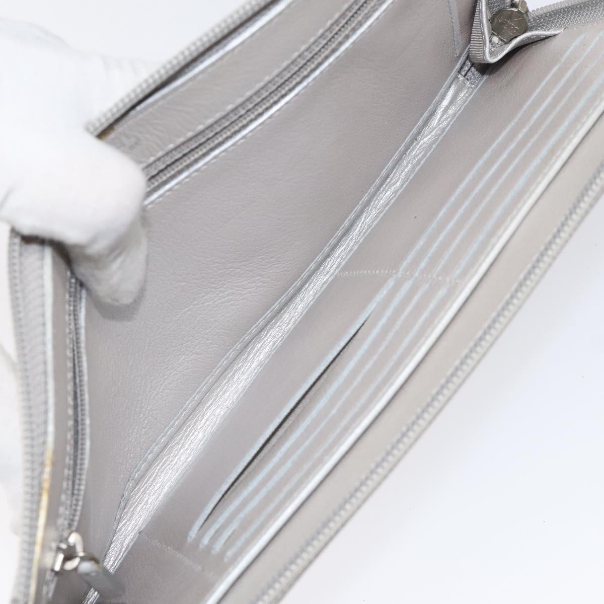 Chanel Chanel Camellia Zip Around Organizer Leather Long Zilver