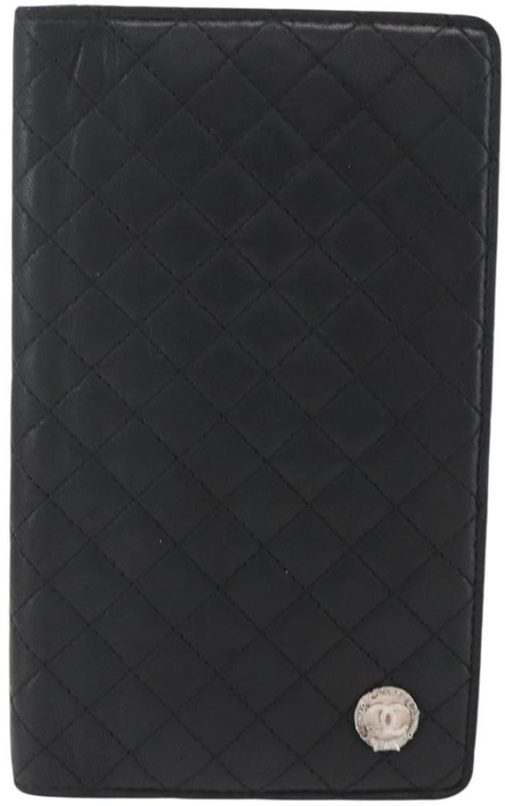 Chanel Chanel Vintage CC Bifold Wallet Leather Long Zwart