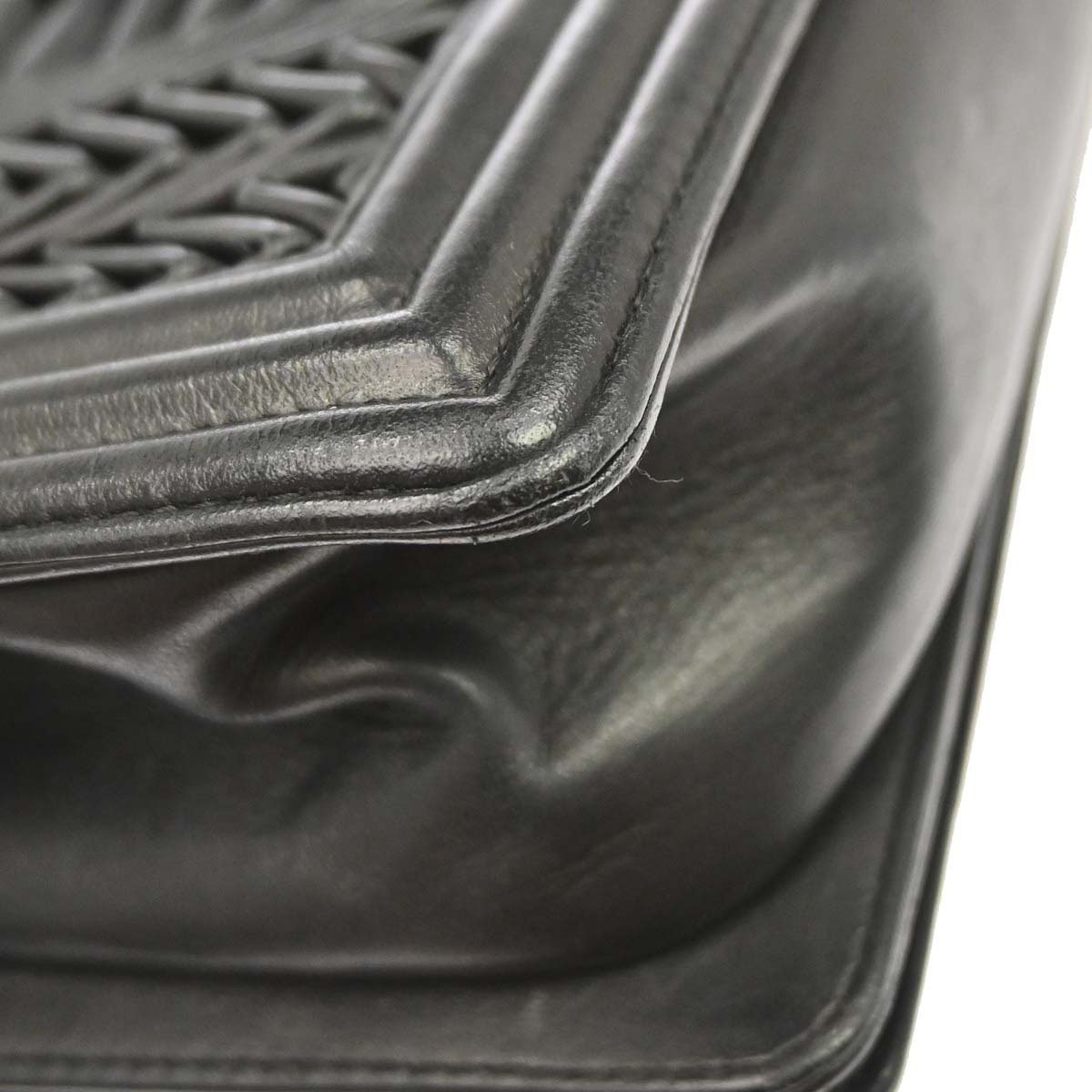Chanel Boy Flap 3D Pleated Leather Old Medium Zwart