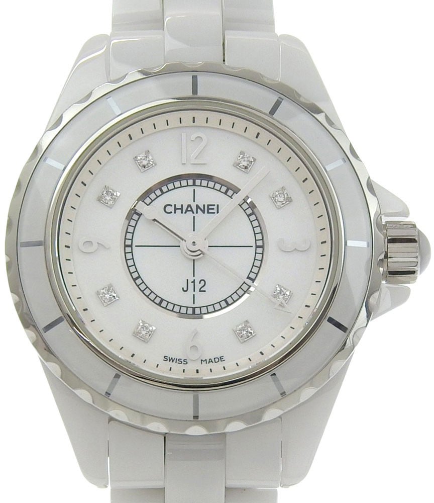 Chanel J12 Automatic Watch Ceramic and Stainless Steel with Diamond Markers and Mother of Pearl 29 Divers