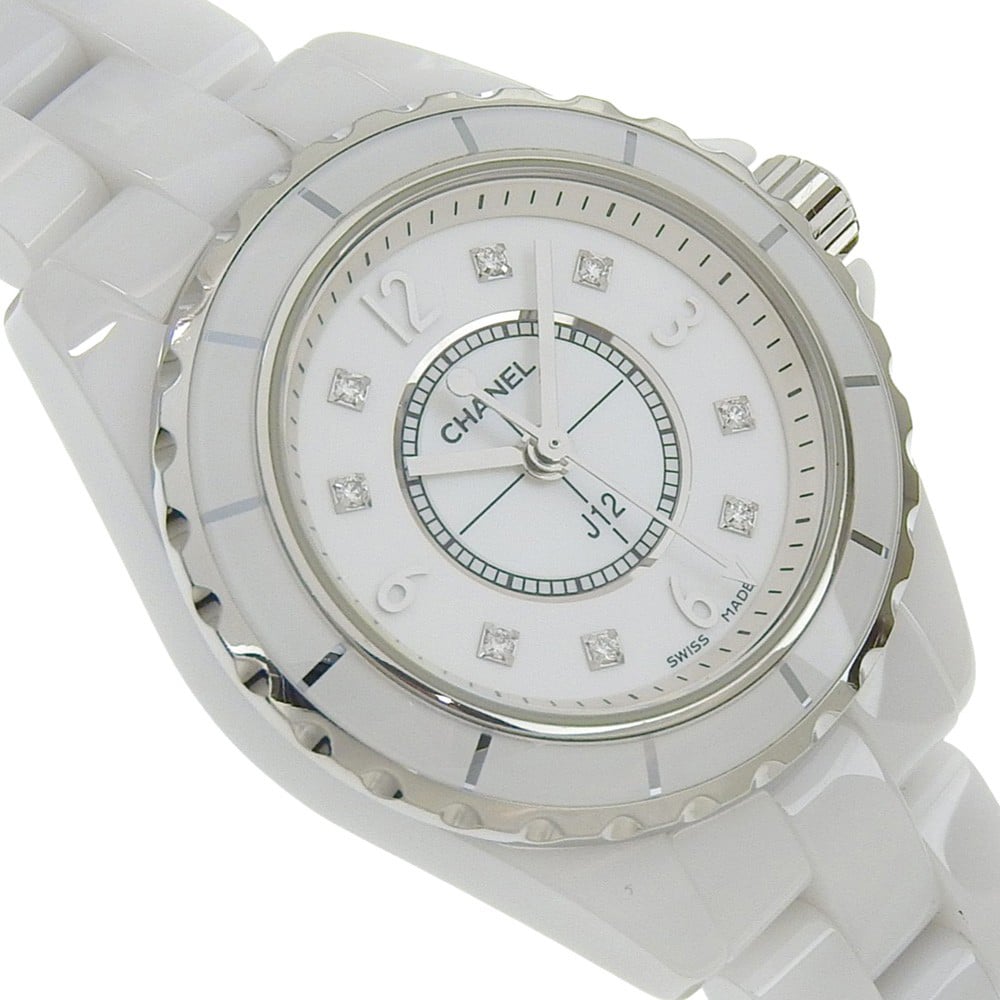 Chanel J12 Automatic Watch Ceramic and Stainless Steel with Diamond Markers and Mother of Pearl 29 Divers