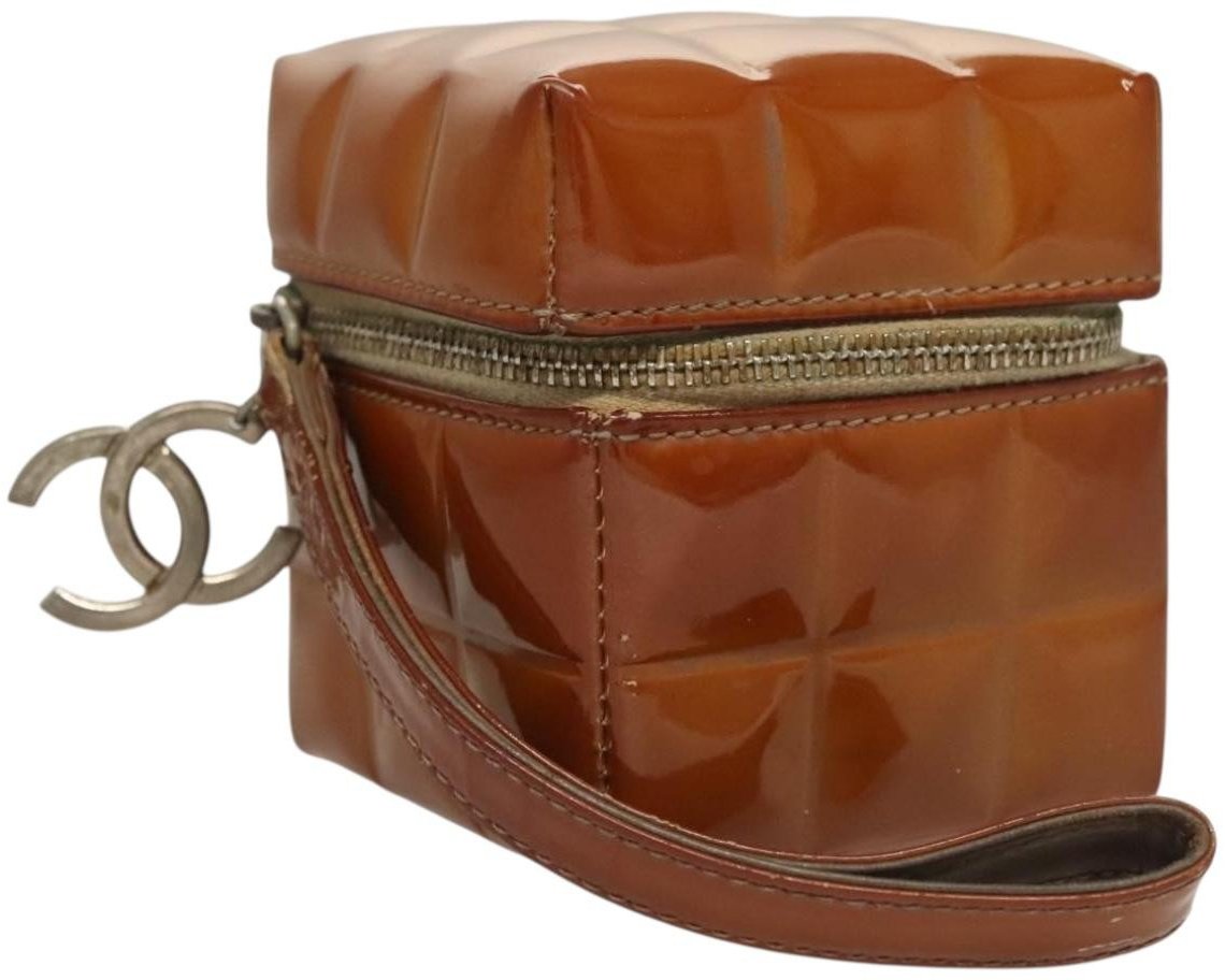 Chanel Chanel Rubiks Cube Wristlet Quilted Patent Bruin