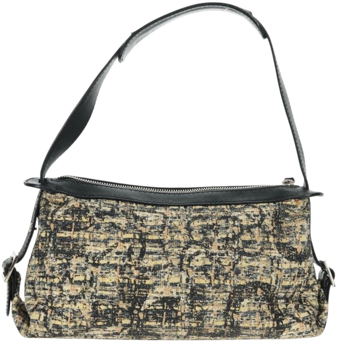 Chanel Chanel Vintage Clover Shoulder Bag Tweed Small Beige