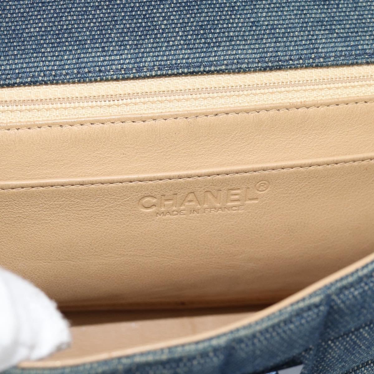 Chanel Chocolate Bar Mademoiselle Top Handle Quilted Denim Small Blauw