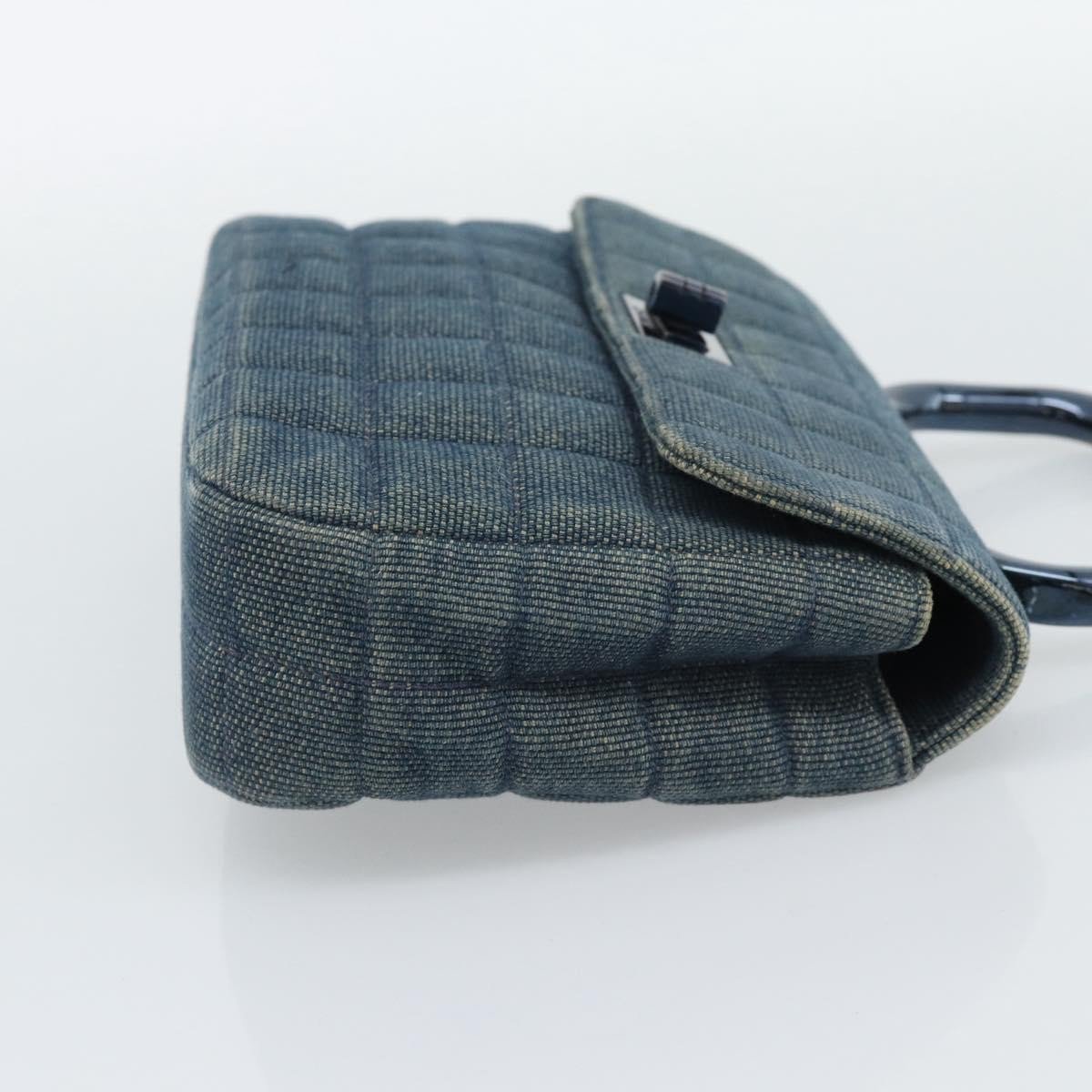Chanel Chocolate Bar Mademoiselle Top Handle Quilted Denim Small Blauw