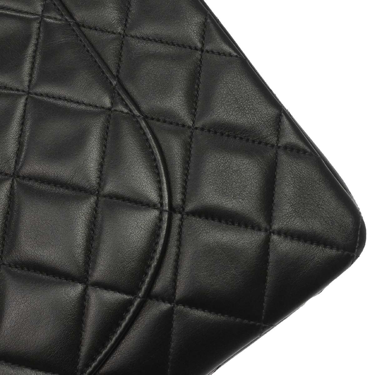 Chanel Vintage CC Chain Flap Shoulder Bag Quilted Lambskin XL Zwart