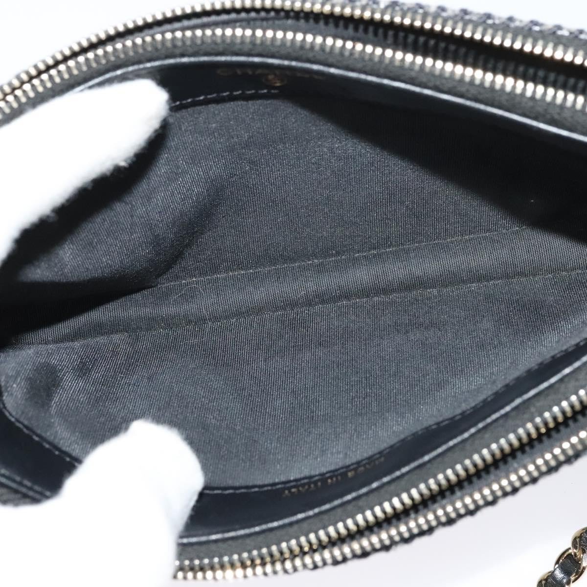 Chanel Chanel Deauville Chain wallet Raffia Navy