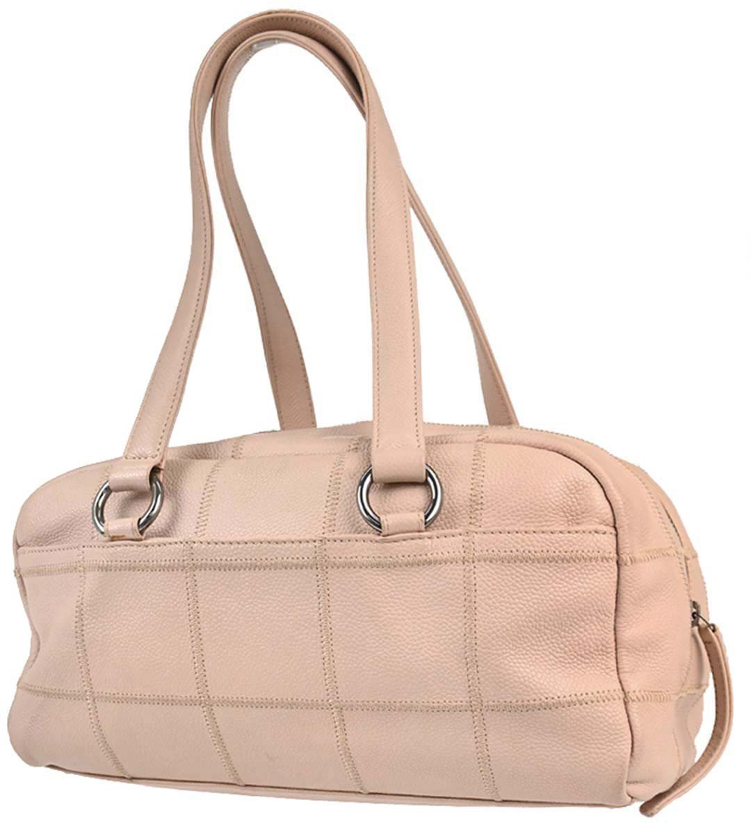Chanel Square Stitch Bowler Quilted Calfskin Medium Roze