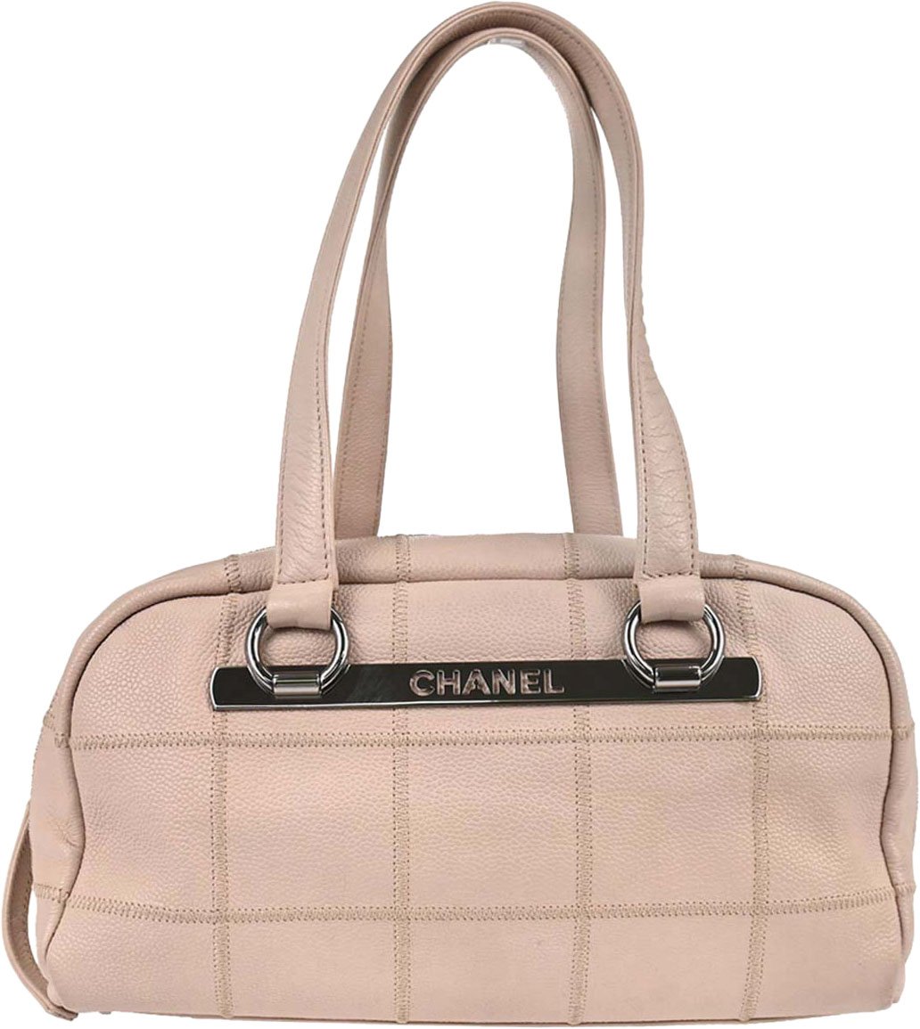Chanel Square Stitch Bowler Quilted Calfskin Medium Roze