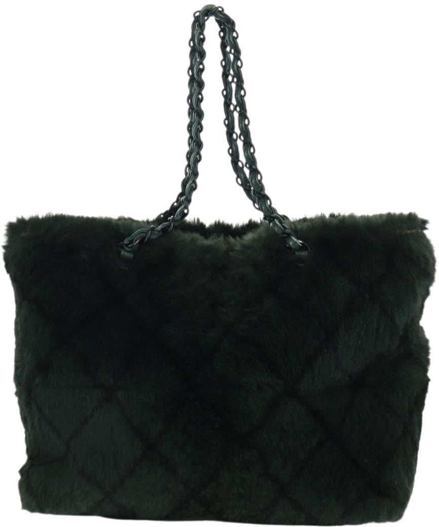 Chanel Chanel Chain Tote Lapin Fur Large Groen