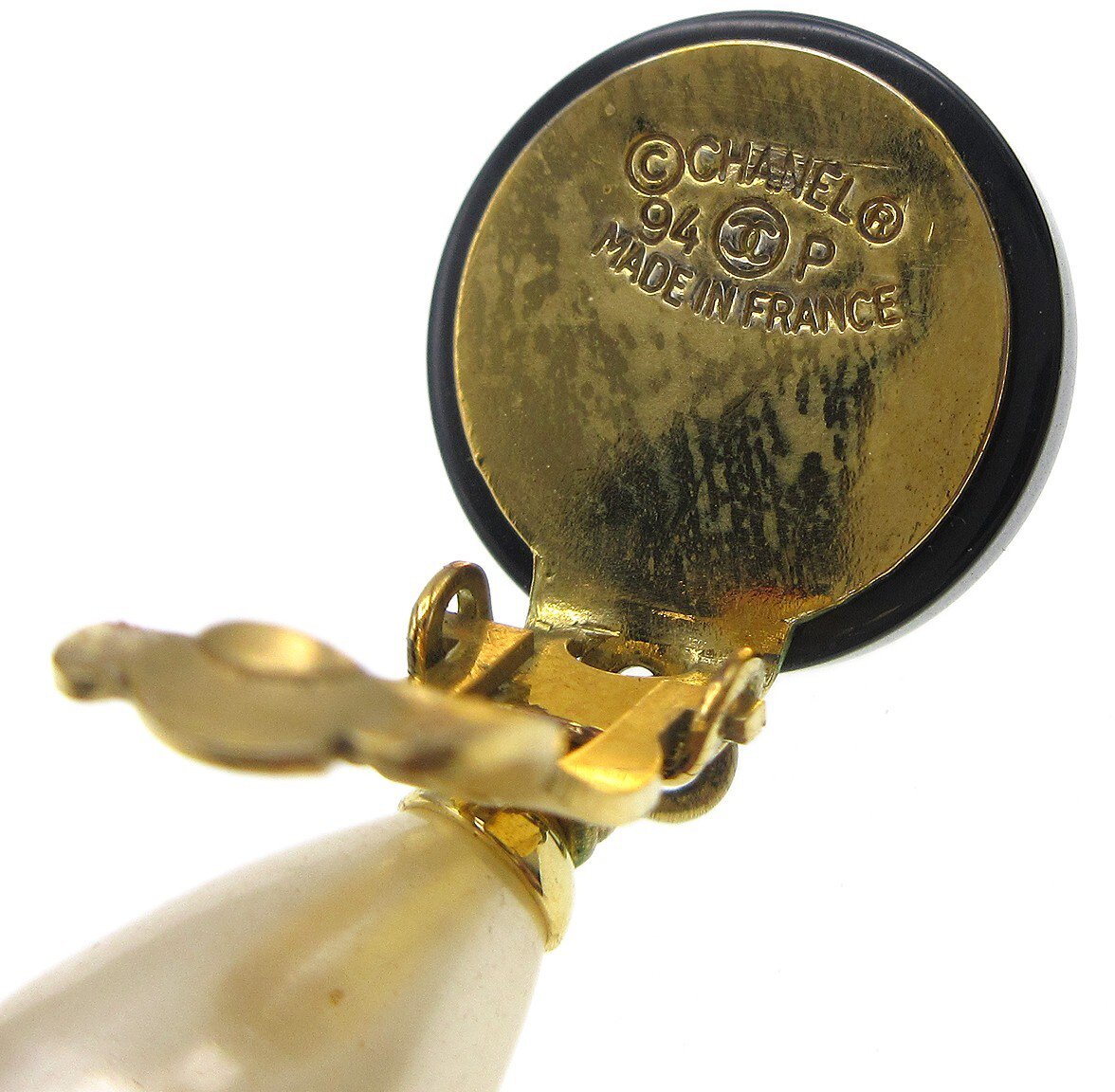 Chanel Vintage CC Dangle Metal with Crystals Zwart