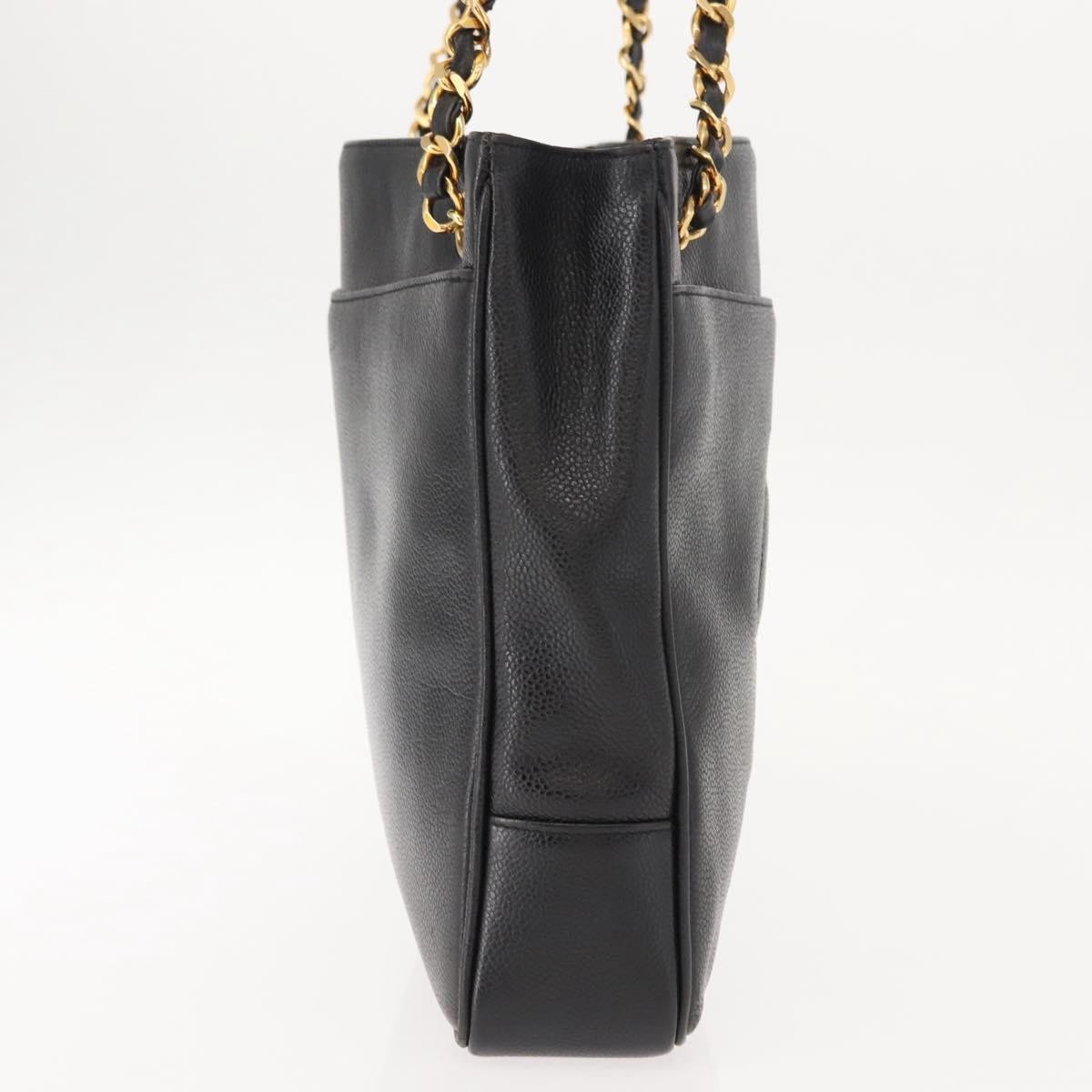 Chanel Chanel Vintage CC Chain Tote Caviar Large Zwart