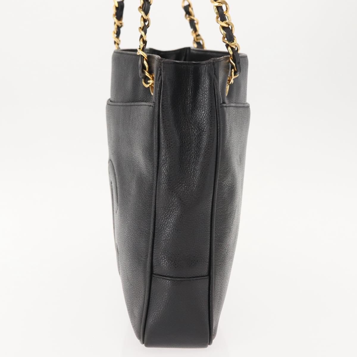 Chanel Chanel Vintage CC Chain Tote Caviar Large Zwart